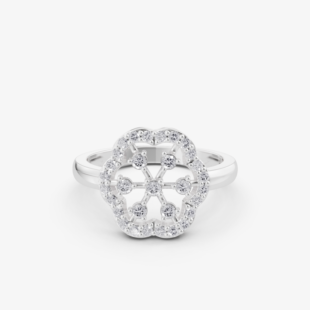 Open Bloom Halo Ring | 925 Silver Gold Plated Flower Silhouette Ring