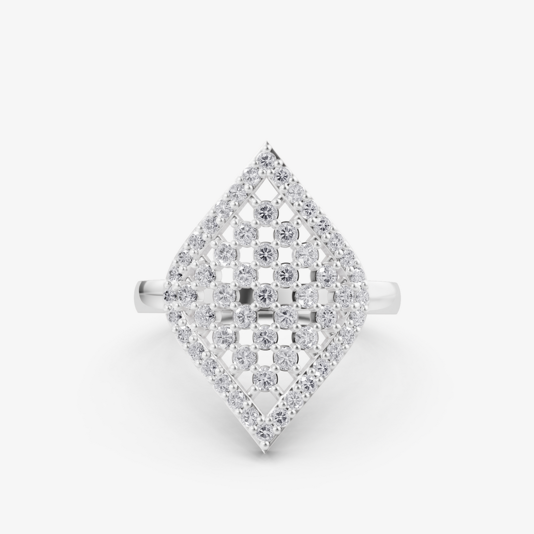 Diamond Lattice Kite Ring | 925 Silver Gold Plated Statement Ring