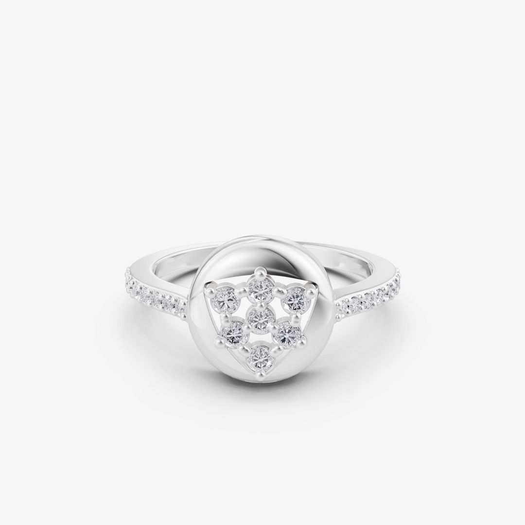 Trinity Cluster Dome Ring | 925 Silver Gold Plated Pave Band Ring