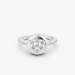 Load image into Gallery viewer, Trinity Cluster Dome Ring | 925 Silver Gold Plated Pave Band Ring
