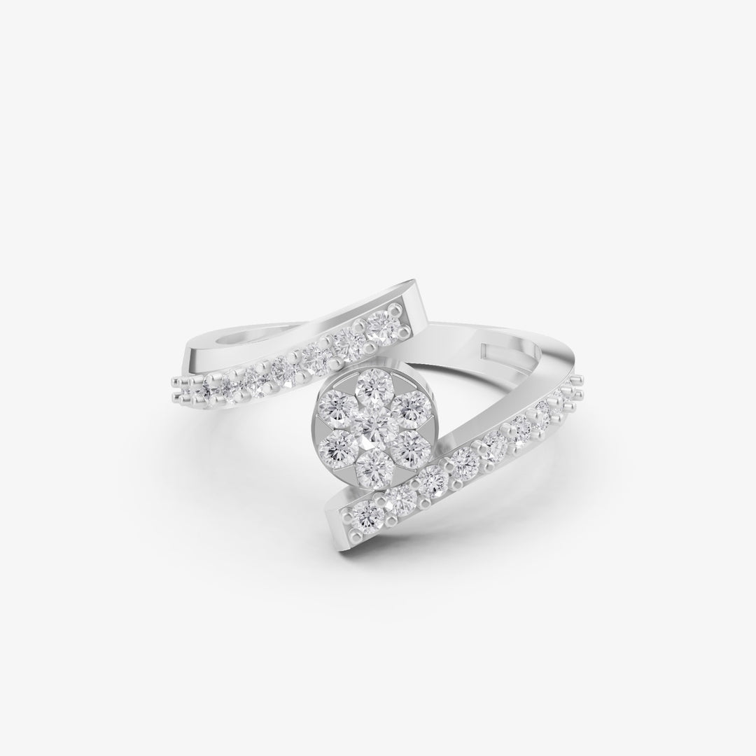 Floral Cluster Bypass Ring | 925 Silver Gold & Silver Plated Ring