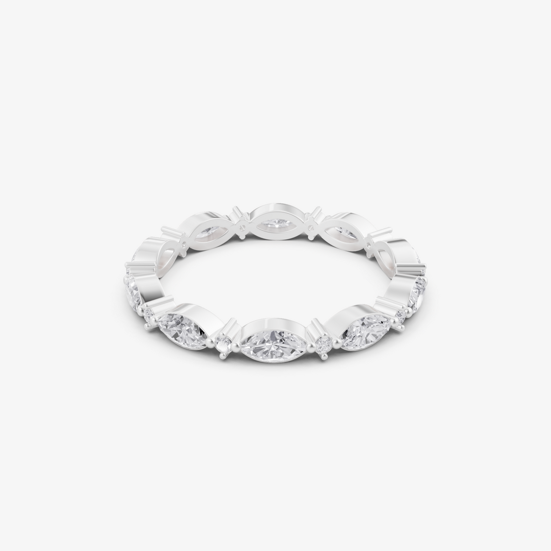 Marquise Cut Eternity Band Ring | 925 Silver Gold & Silver Plated Ring