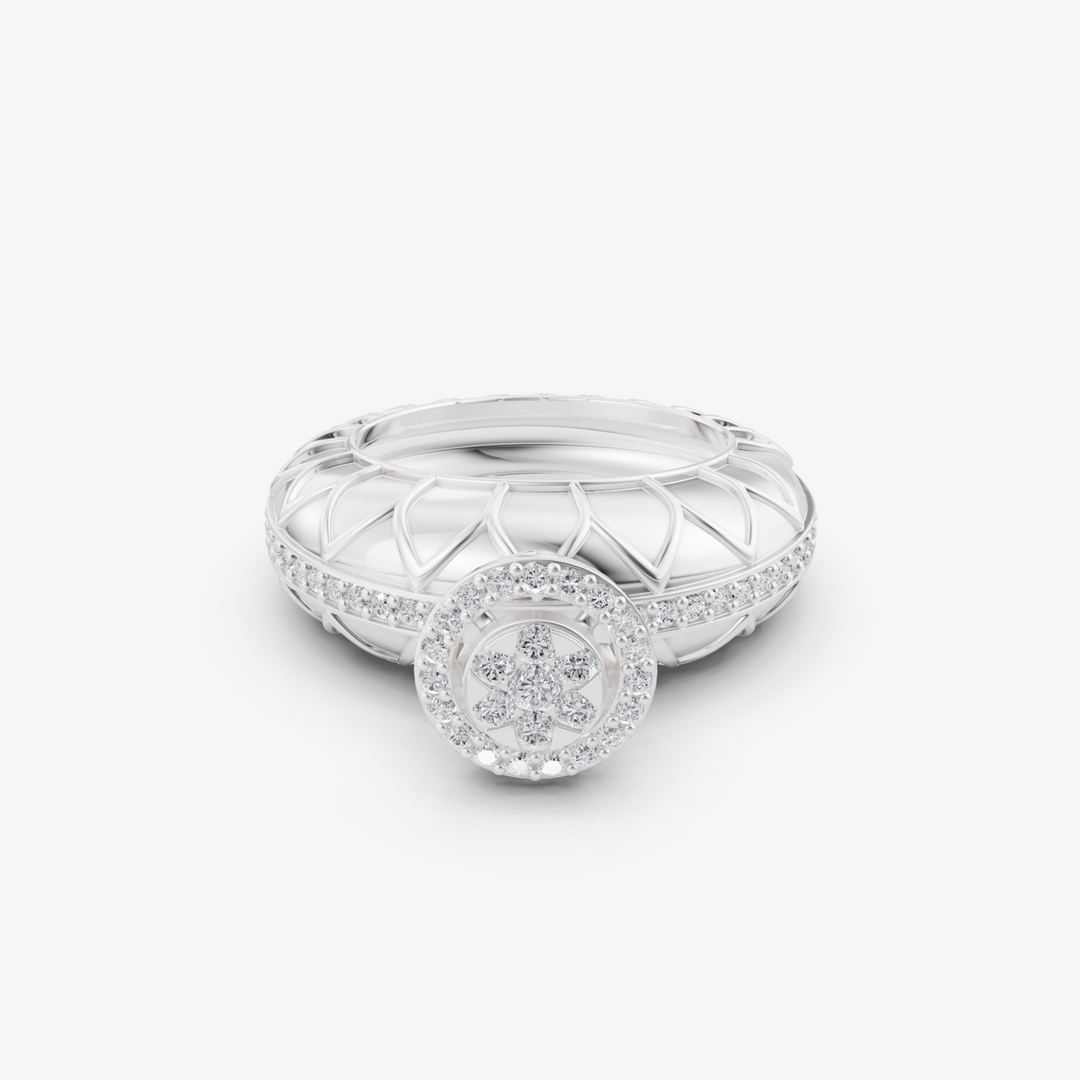 Sculpted Dome Halo Ring | 925 Silver Gold Plated Statement Band