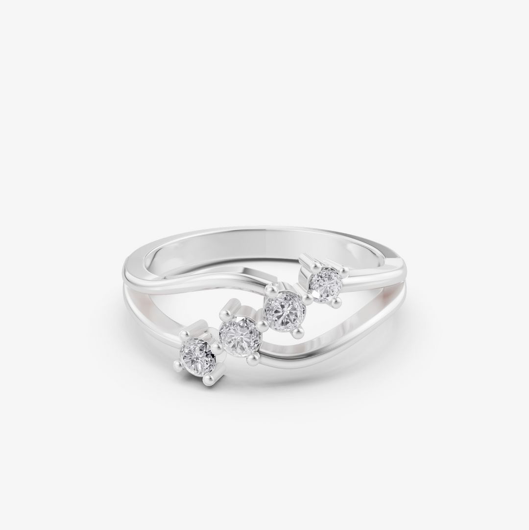 Diagonal Diamond Trail Ring | 925 Silver Gold & Silver Plated Ring
