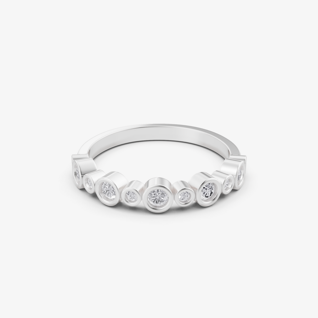 Graduated Bezel Bubble Band Ring | 925 Silver Gold & Silver Plated Ring