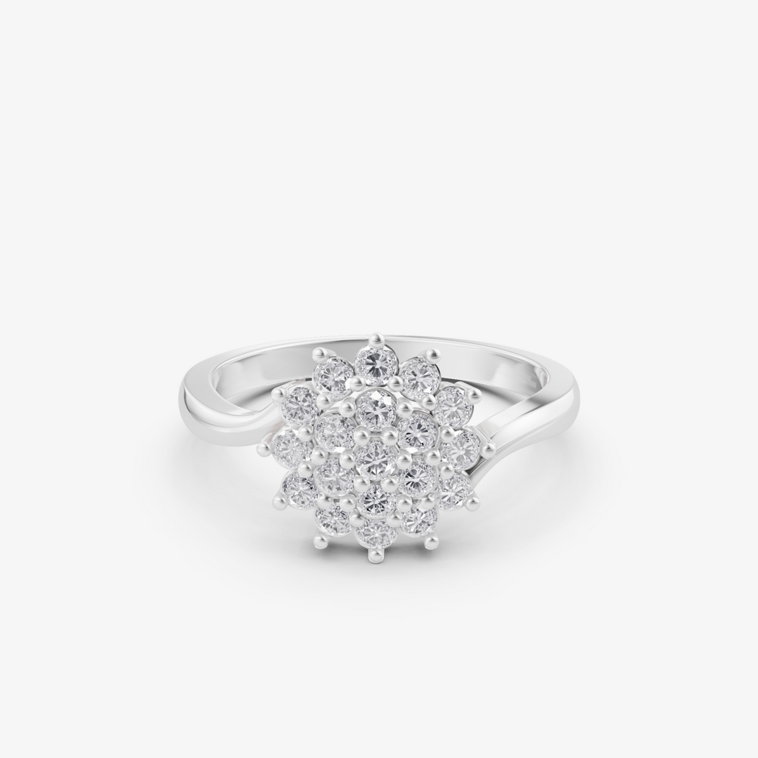 Blooming Grace Cluster Ring | 925 Silver Gold Plated Flower Ring