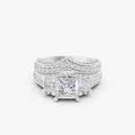 Load image into Gallery viewer, Three-Stone Princess Cut Bridal Ring Set | 925 Silver Two-Tone Wedding Ring
