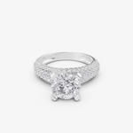 Load image into Gallery viewer, Round Solitaire Ring with Pave Dome Band | 925 Silver Gold &amp; Silver Plated Ring
