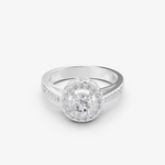 Load image into Gallery viewer, Classic Halo Engagement Ring with Scalloped Shank | 925 Silver Gold &amp; Silver Plated Ring

