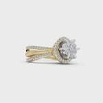 Load and play video in Gallery viewer, Floral Halo Split Shank Ring | 925 Silver Gold &amp; silver Cluster Ring
